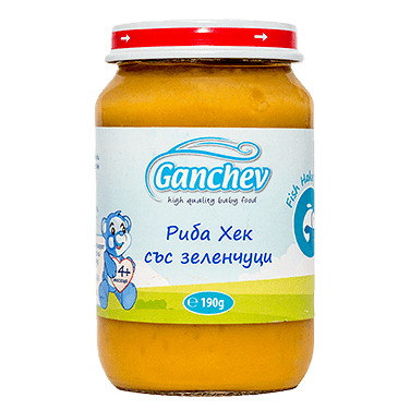 Ganchev Бебешко пюре Риба хек със зеленчуци 4+ 190 гр.