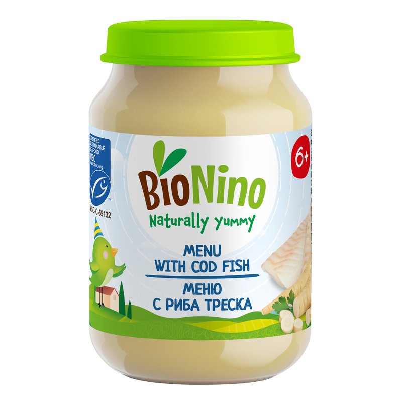BioNino Меню Риба треска с органични зеленчуци 6м+ 190г