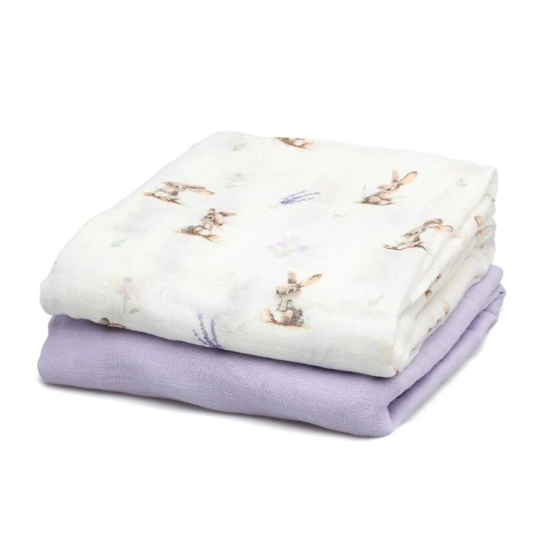 KioKids Муселинови пелени 120х120 см Bamboo 2 бр. Lavender 05296-4